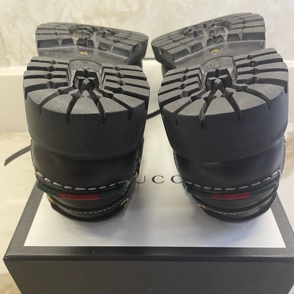 GUCCI men’s deck leather shoes size US 9 1/2 with box - Picture 2 of 6